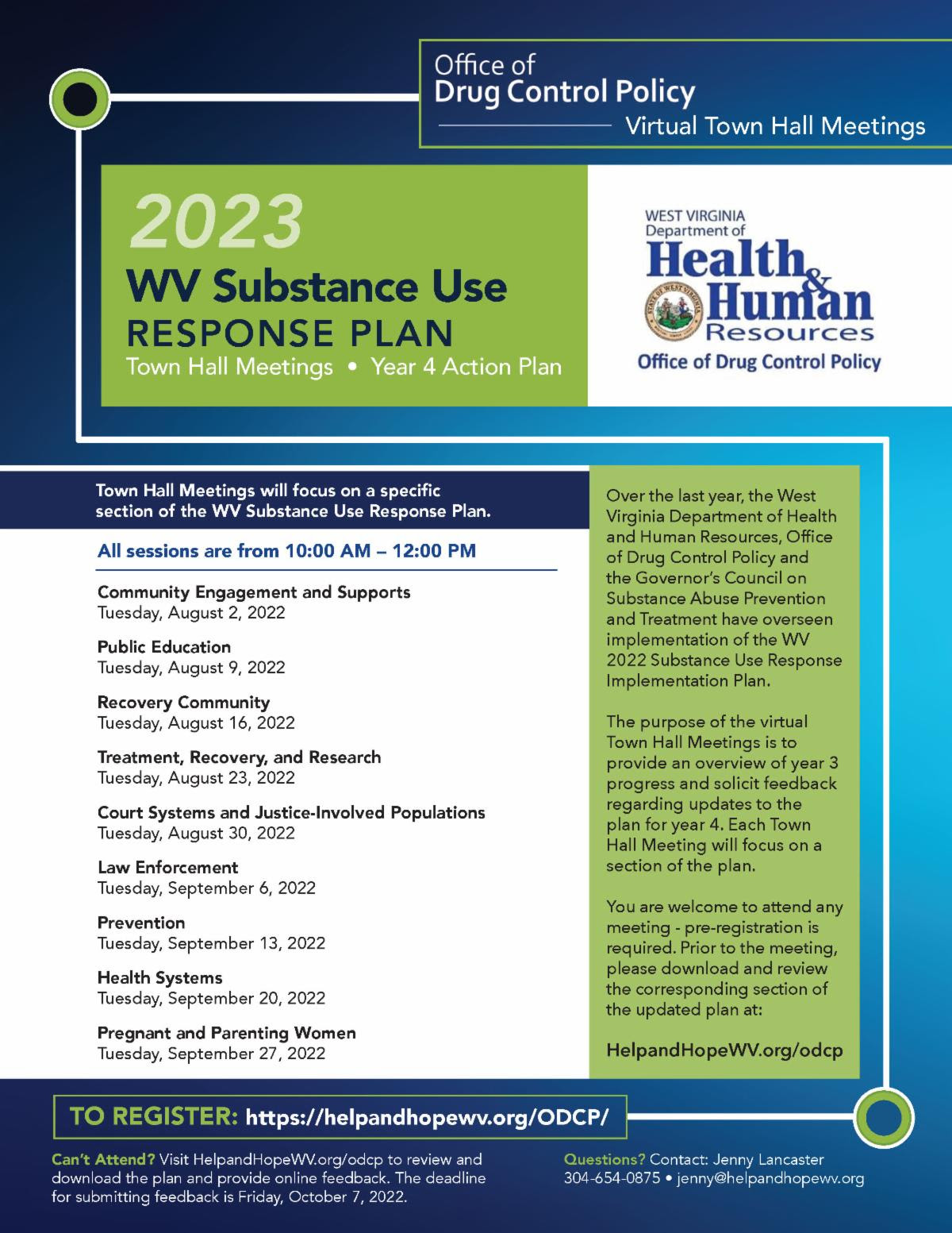 WV Substance Use Response Plan Virtual Town Hall Meetings – Ridgeview News