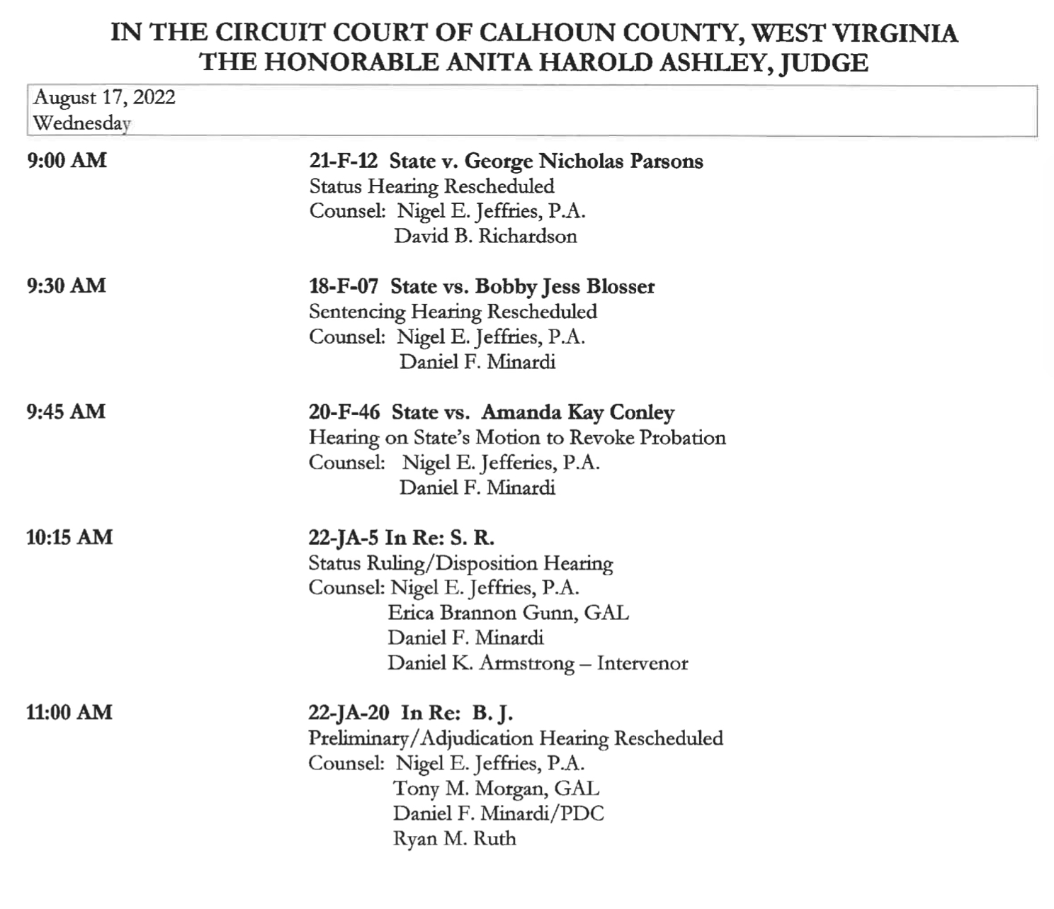 register of actions circuit court calhoun county