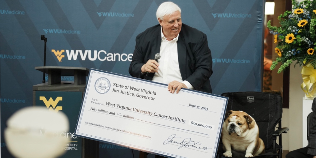 Gov. Justice Delivers $50 Million Check To WVU Cancer Institute To ...